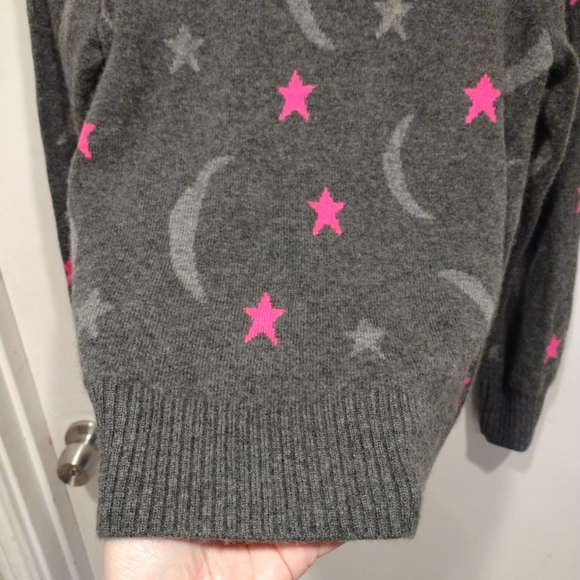 White + Warren Anthropologie Women's Heart Moon Star 100% Cashmere Sweater Sz S - Picture 4 of 6